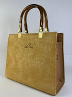 Kangaroo-Style Croco Tote with Acrylic Handle