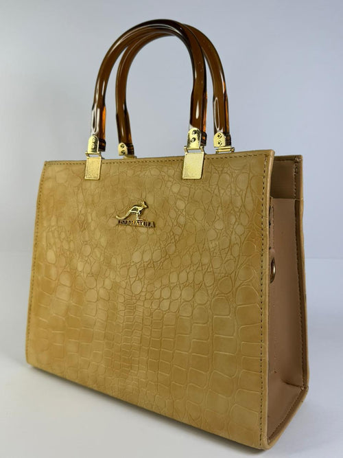 Kangaroo-Style Croco Tote with Acrylic Handle