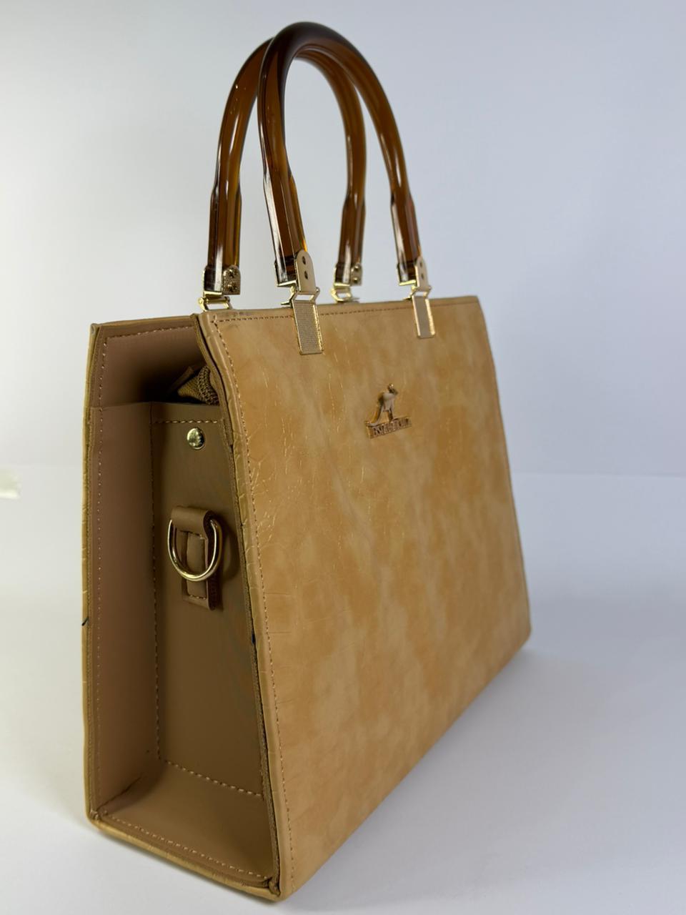 Kangaroo-Style Croco Tote with Acrylic Handle