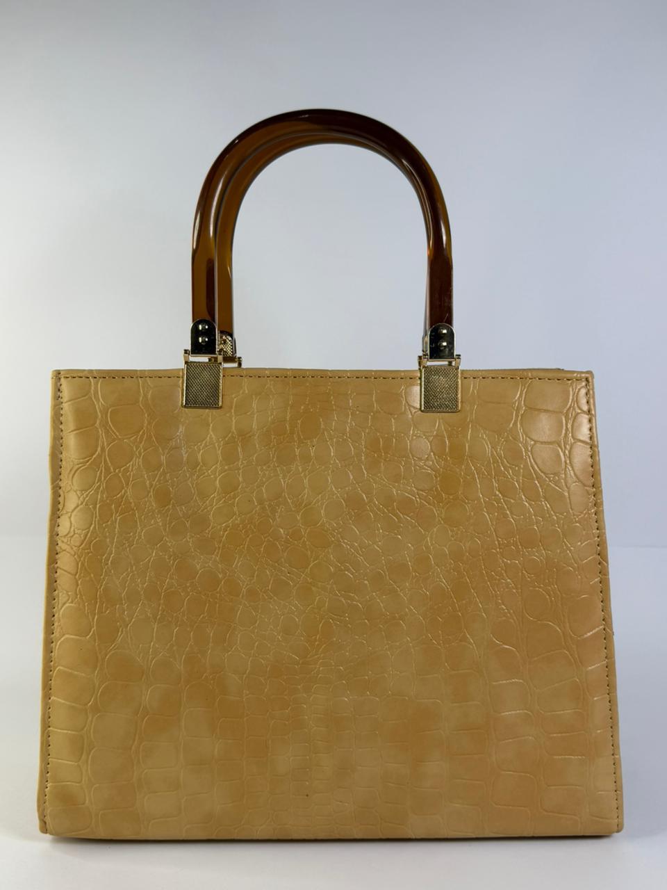 Kangaroo-Style Croco Tote with Acrylic Handle